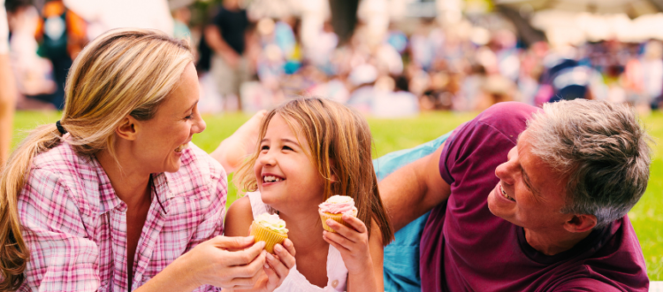 family celebrates Canada Day at a park in Alberta